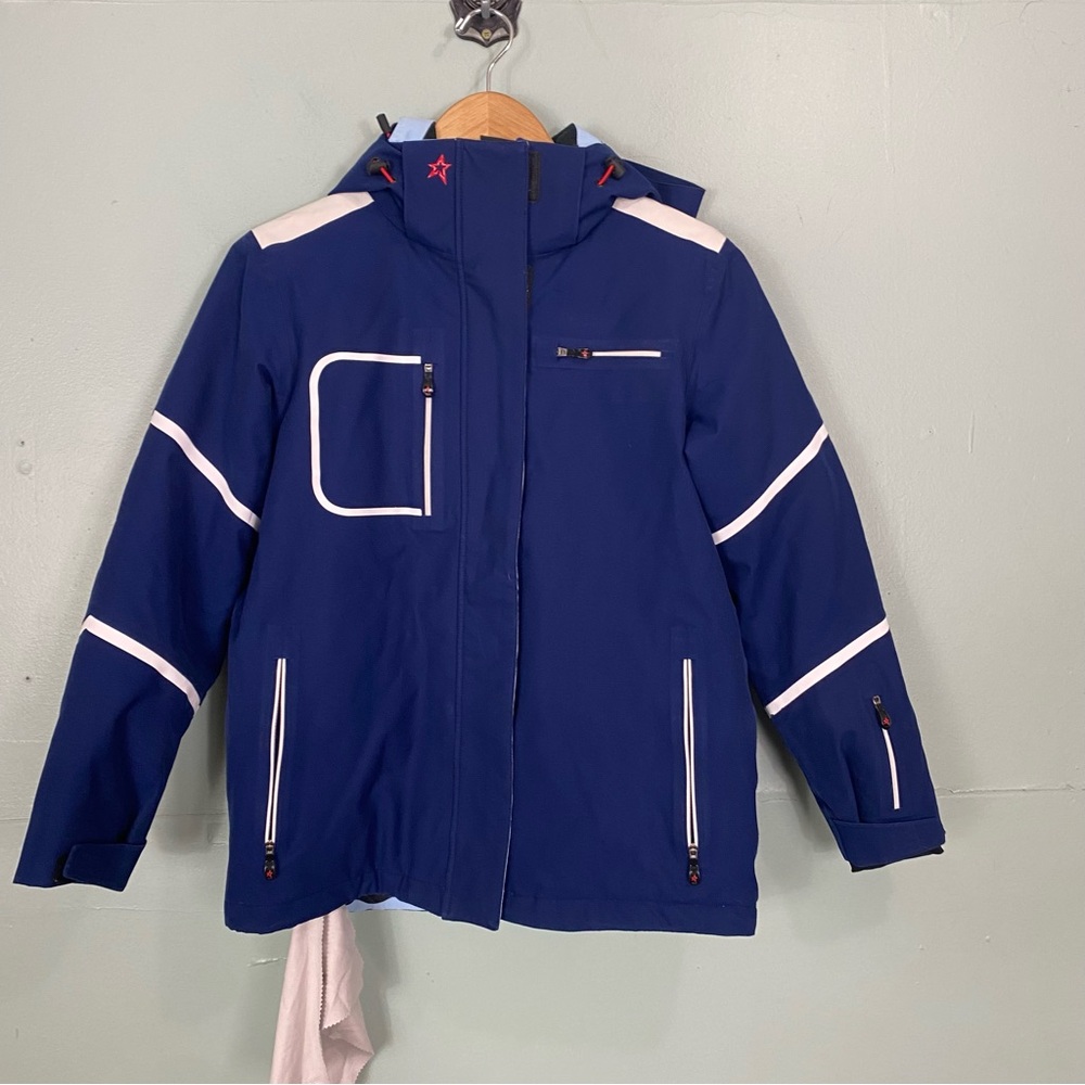 Perfect Moment Qanuk Ski Snow Jacket Blue Star Graphic Size 12 Youth‎ Kids
